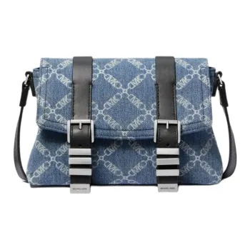 MICHAEL KORS Darrington Fabric With Split Cow Leather Shoulder Bag, Crossbody Bag Mini Men's Denim Blue & Black