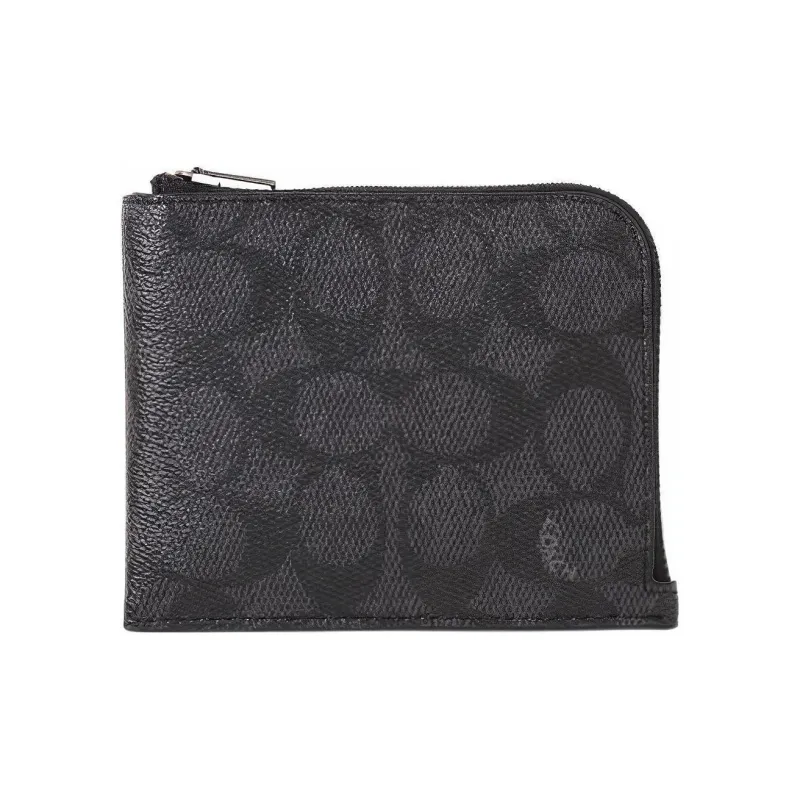 COACH 3 IN 1 Wallet Coated Canvas With Leather Combo Bag Wallet Men's Black-1