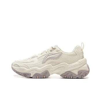 LiNing Brown Sugar Slip Resistant, Abrasion Resistant, Breathable Low Top Casual Shoes Women's Ecru With Gray