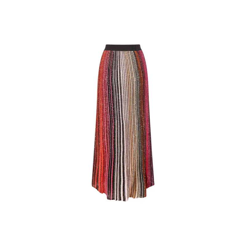 MISSONI Sequin Embellished Striped Pleated Maxi Skirt-1