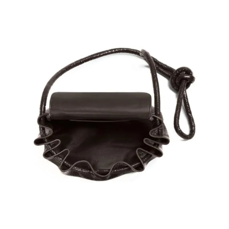 Bottega Veneta Beak Deerskin One Shoulder Crossbody Clutch Women's Dark Brown-6