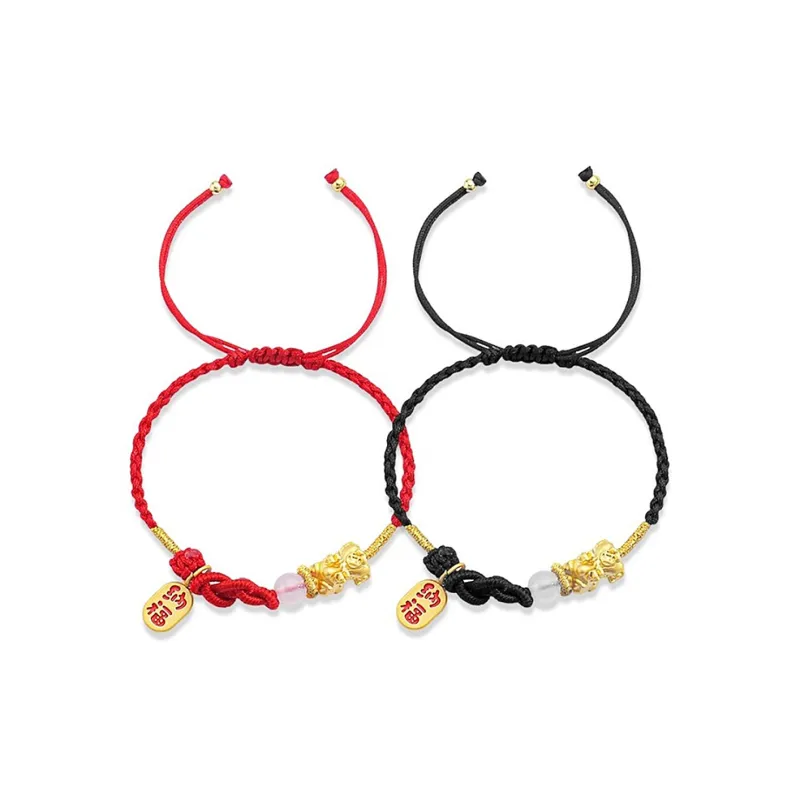 MAGICPOLE Alloy, Fabric, Agate Rope Bracelets Unisex Black/Red-6
