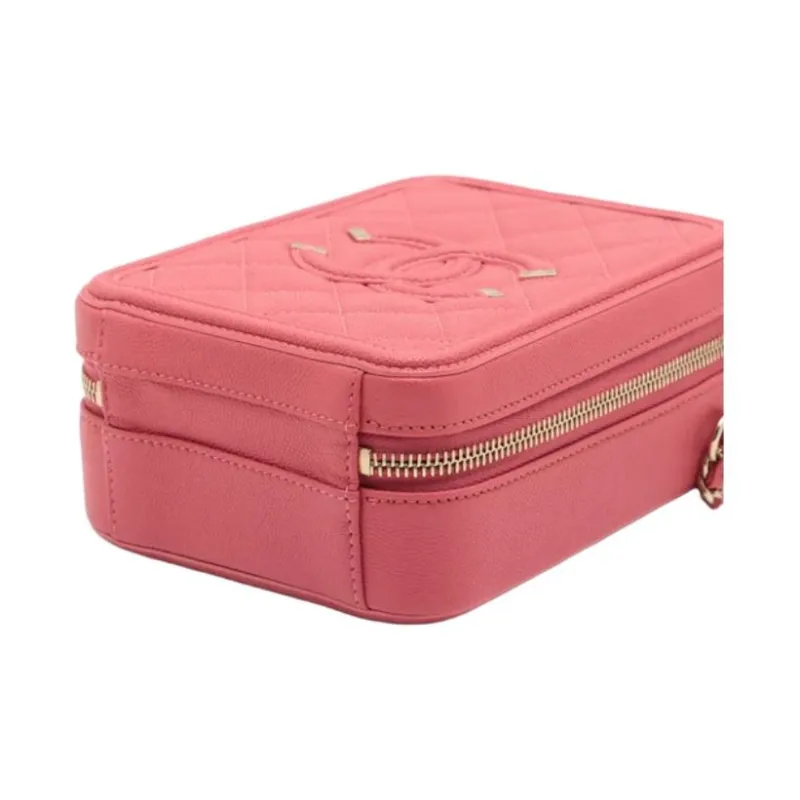 CHANEL Litchi Grain Calfskin Camera Bag, Shoulder Bag, Crossbody Bag Women's Pink-2