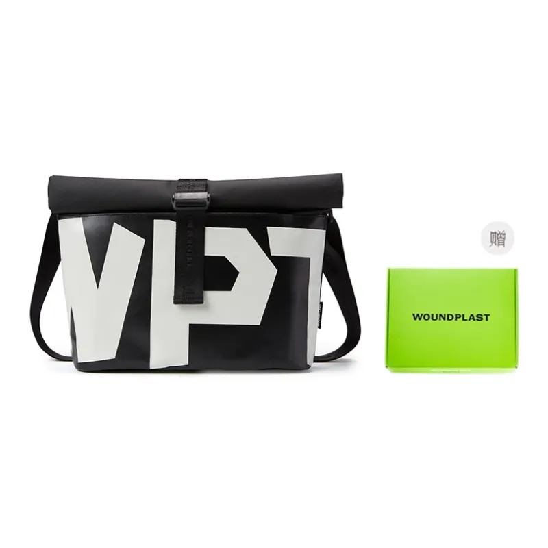 WPT PVC Messenger Bag Commute Shoulder Bag Crossbody Bag Large Size Unisex Black-0
