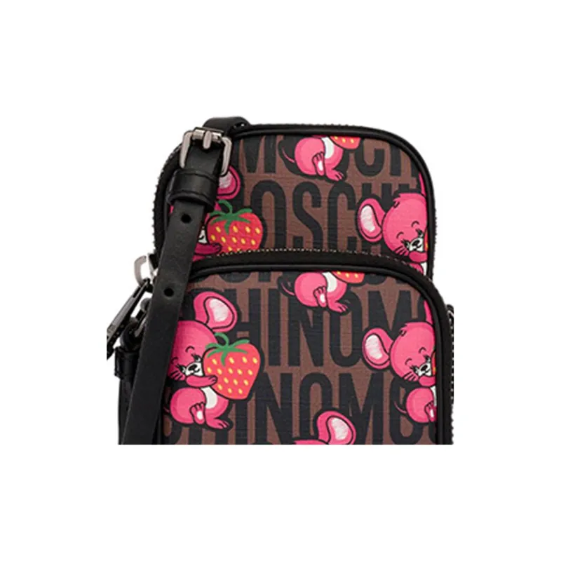 MOSCHINO Polyurethane One Shoulder Crossbody Cell Phone Pouch Men's Multicolor-4