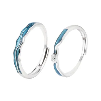 MAGICPOLE 925 Sterling Silver With Sparkling Zircon Rings Unisex Silver