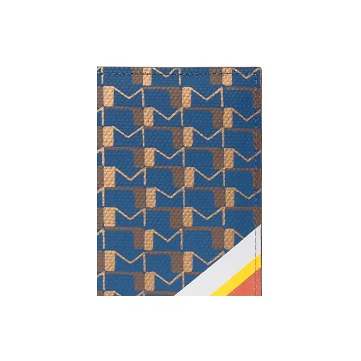 Moynat Canvas 1920 Canvas And Striped Velvet Print Card Holder Men's Blue/Orange/White-3
