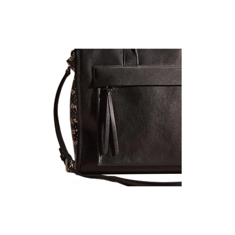 COACH Bleecker Snakeskin Print Embossed Leather Shoulder Bag, Crossbody Bag, Handbag Large Size Women's Black-1