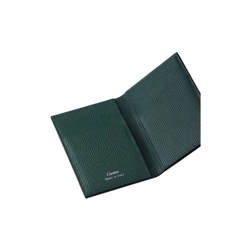 CARTIER Grained Calfskin Card Holder Unisex Pine Green-4