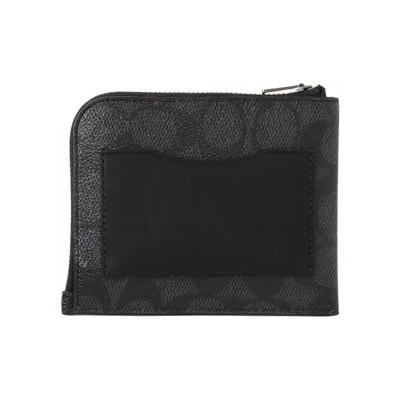 COACH 3 IN 1 Wallet Coated Canvas With Leather Combo Bag Wallet Men's Black-2