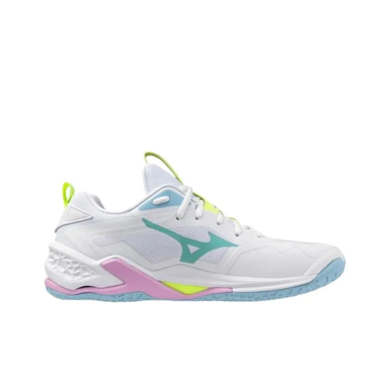 Mizuno Wave Stealth Slip-Resistant Soccer Shoes Unisex White Lime Gray-1