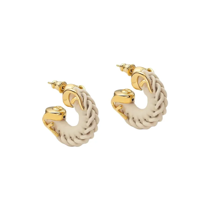 FENDI Metal Brass Earrings Women's White-0