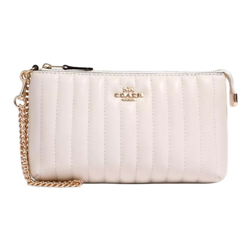 COACH Wristlet Leather Handheld Wrist Bag Crossbody Handbag Small Size Women's White-4