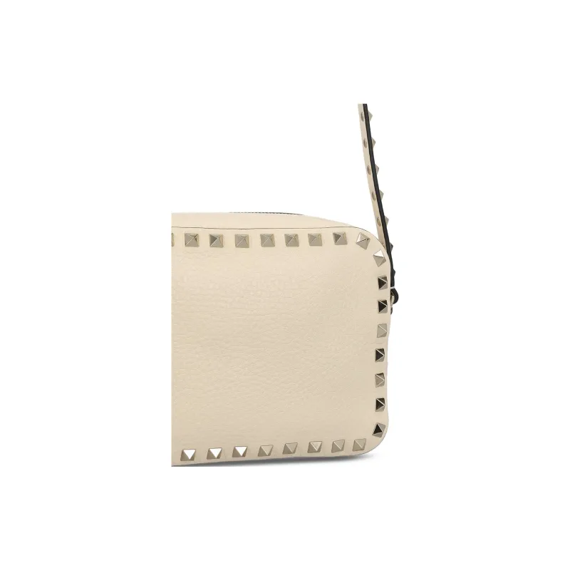 Valentino Leather Shoulder Bag Crossbody Bag Women's Cream White-4