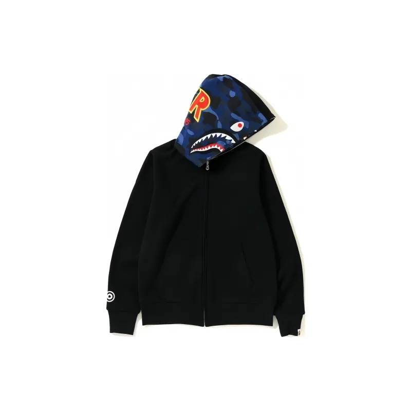 Bape Color Camo Reversible Ponr Shark Full Zip Hoodie-5