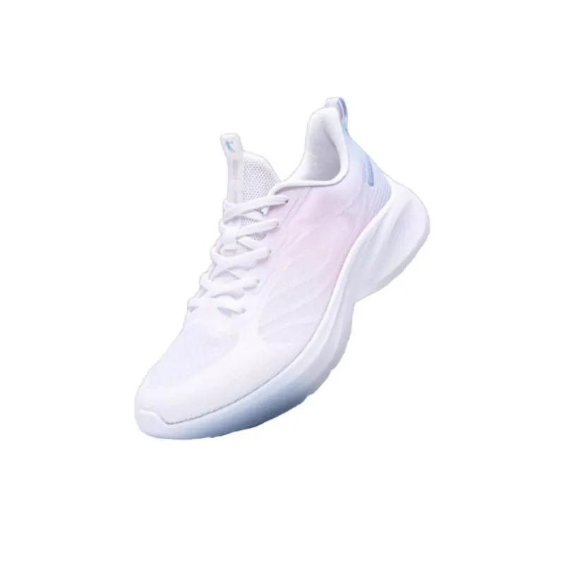 QIAODAN Light Speed 4.0 Cushioning Wear-Resistant Low-Top Running Shoes Women's White Pink Blue-2