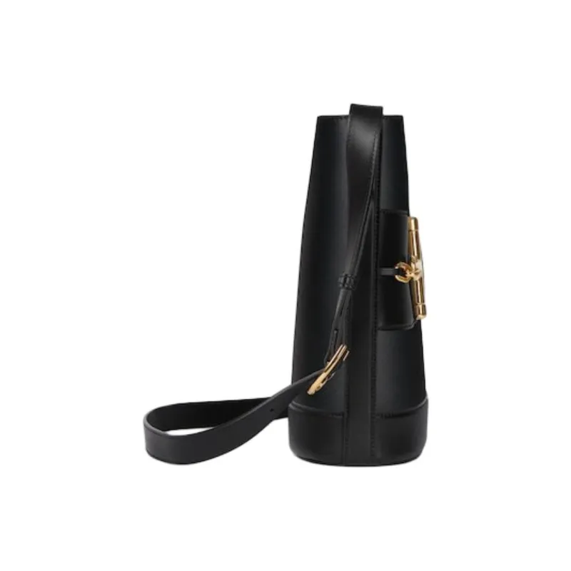 GUCCI Smooth Leather Bucket Bags Shoulder Bags Small Size Unisex Black-2