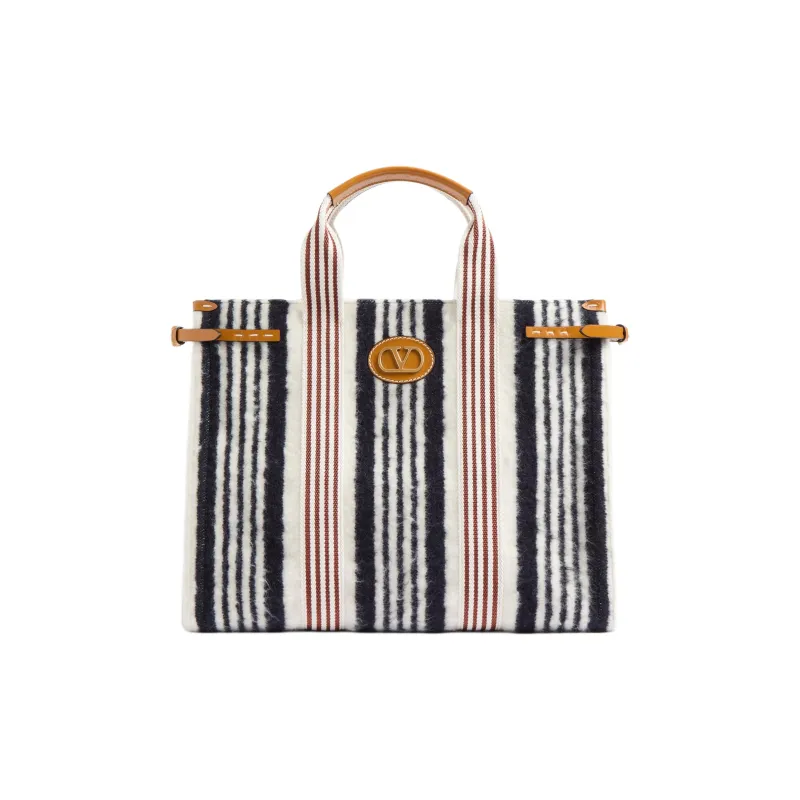 Valentino GARAVANI Wool Tote Bag, Shopping Bag, Handbag Men's Marine Blue & Ivory-0