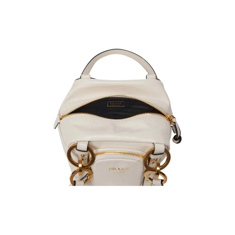PRADA Cow Leather One Shoulder Handbags Mini Women's White-3