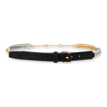 MOSCHINO Cuban Chain Leather Belt