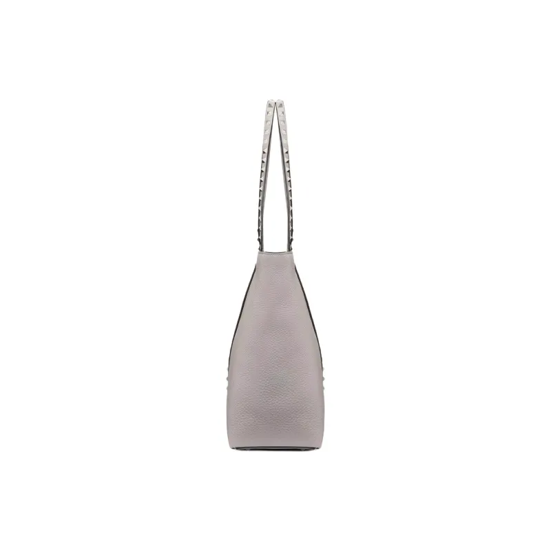 Valentino GARAVANI ROCKSTUD Grain Calfskin Tote Bag, Shopping Bag, Handbag Women's Gray-2