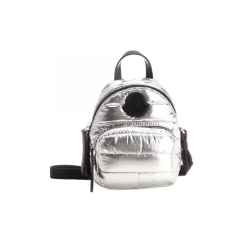 Moncler Nylon And Leather Shoulder Bag Crossbody Bag Small Size Women's Silver
