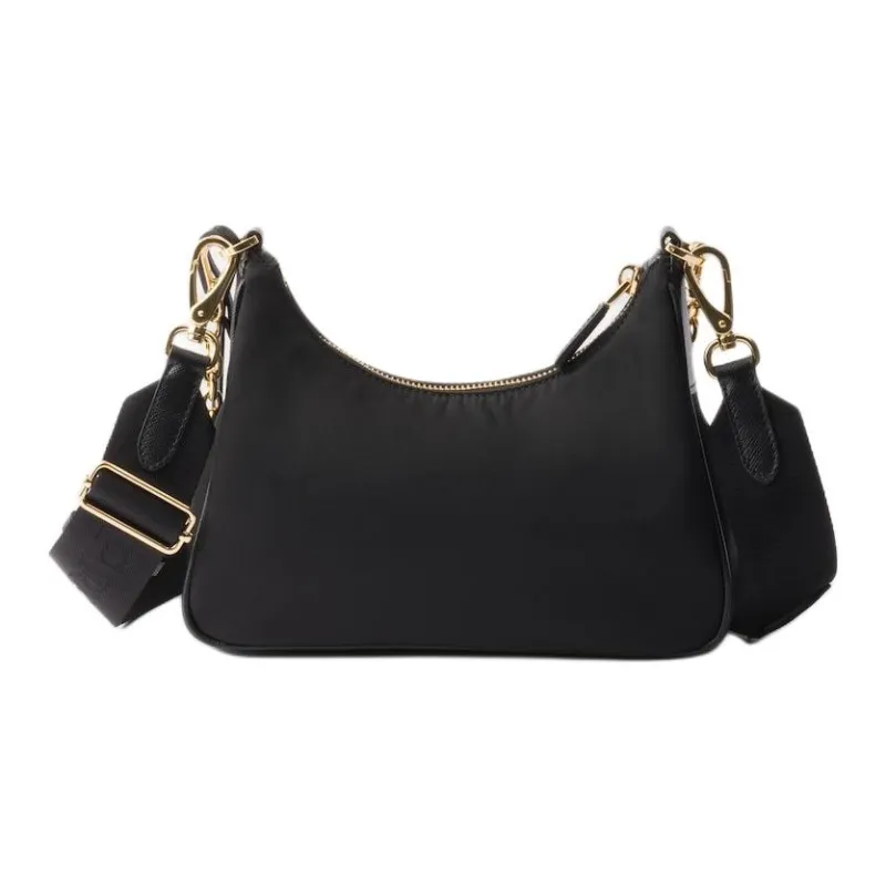 PRADA Re Edition Fabric With Leather Shoulder Bag Women's Black-2
