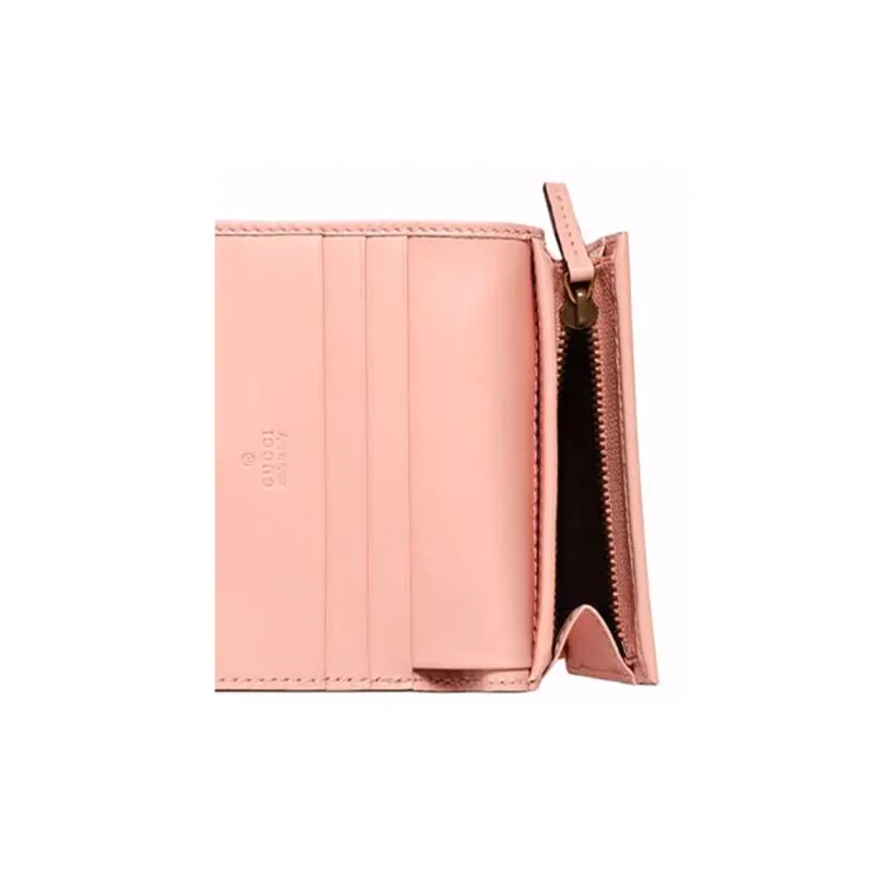 GUCCI Leather Wallets Card Holders Women's Pink-5