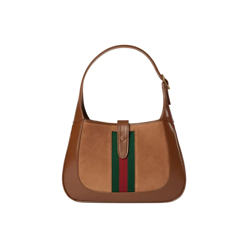 GUCCI Jackie 1961 Suede Shoulder Bag, Handbag Trumpets Women's Brown-4