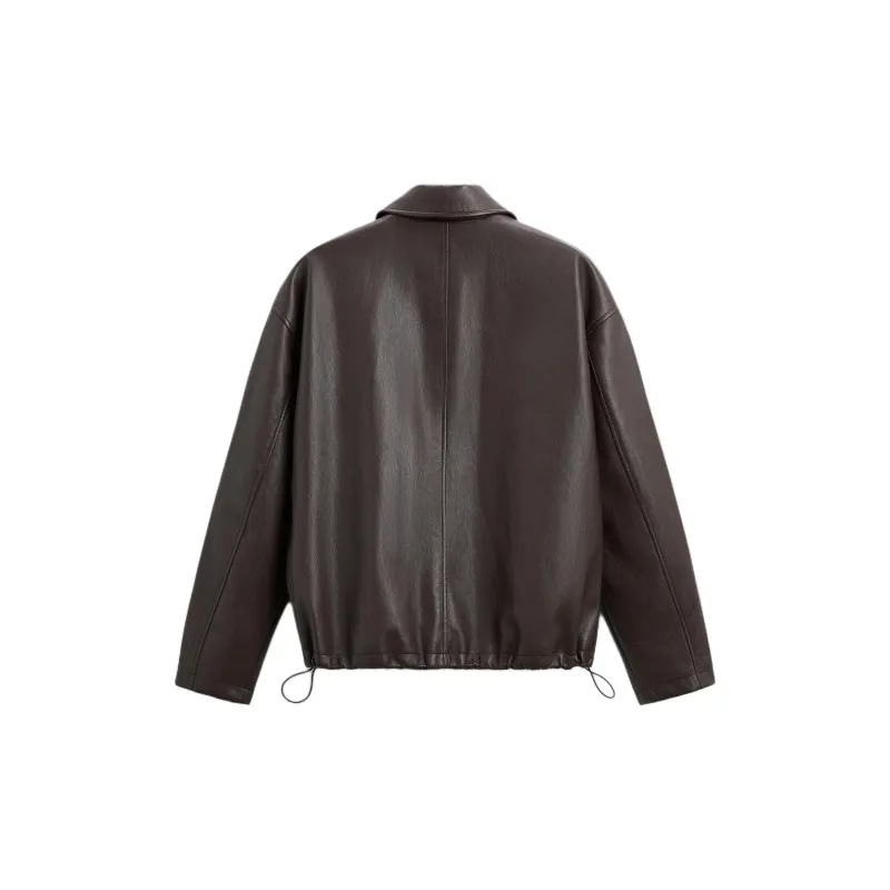 ZARA Leather Jacket Men's Brown-1