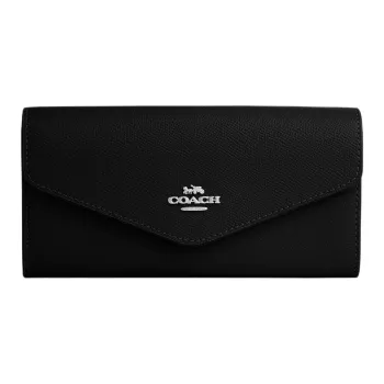 COACH Envelope Leather Wallet Small Size Women's Black