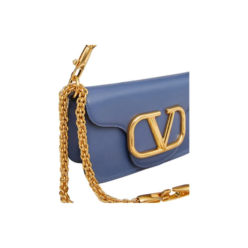 Valentino Locò Calfskin Baguette Bag One Shoulder Bag Handbag Mini Women's Forget Me Not Blue-3
