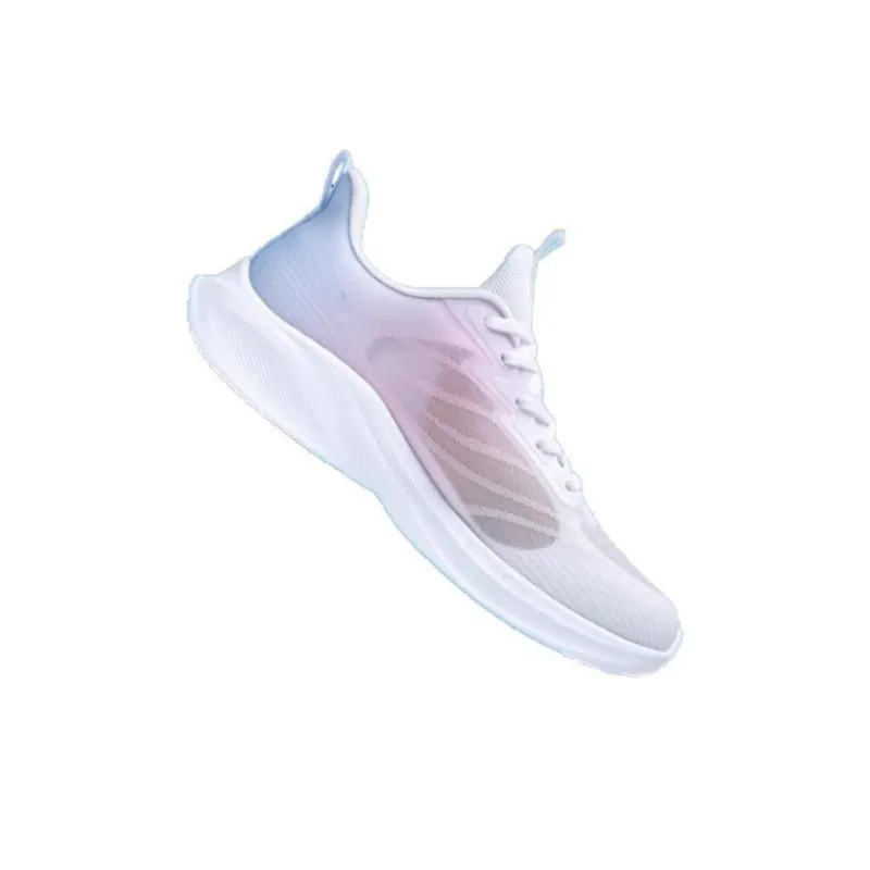 QIAODAN Light Speed 4.0 Cushioning Wear-Resistant Low-Top Running Shoes Women's White Pink Blue-3