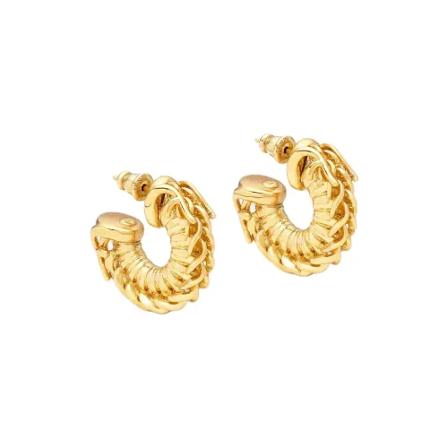 FENDI Metal Brass Earrings Women's Gold