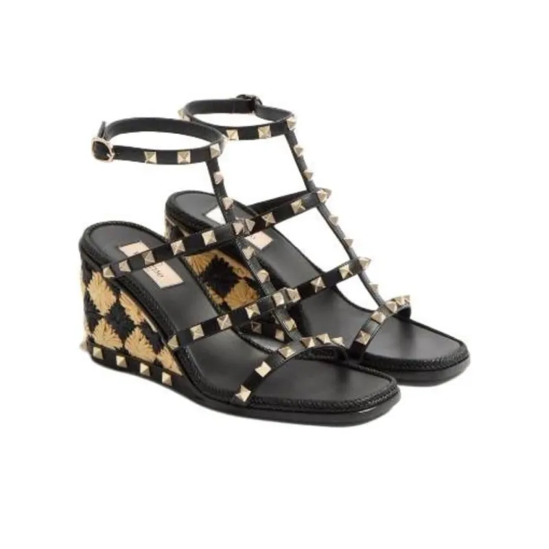 Valentino Rockstud One Strap Sandals 8cm Women's Black-2