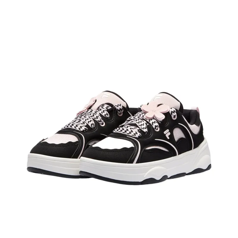 FILA FUSION WINDROUND DX Dancing Longboard Shoes Slip-Resistant Low-Top Skateboard Shoes Women's Black White-2