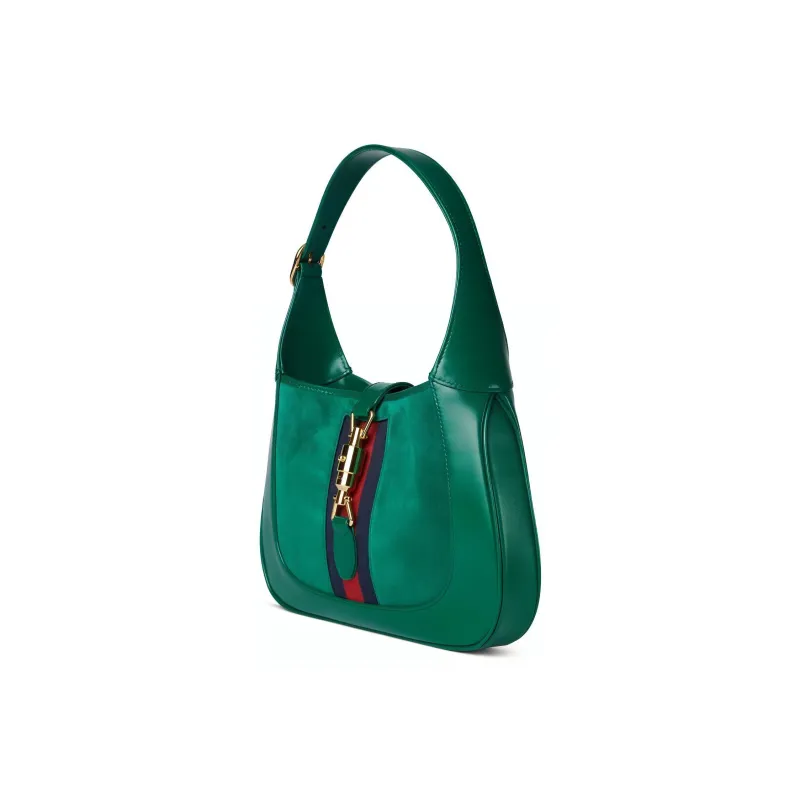 GUCCI Jackie 1961 Suede Handbag Trumpets Women's Green-2