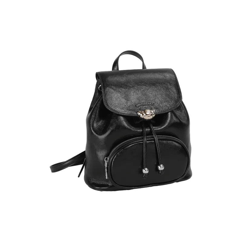 TOUTOU Fabric With Synthetic Leather Backpack Medium Size Women's Chocolate Brown-1