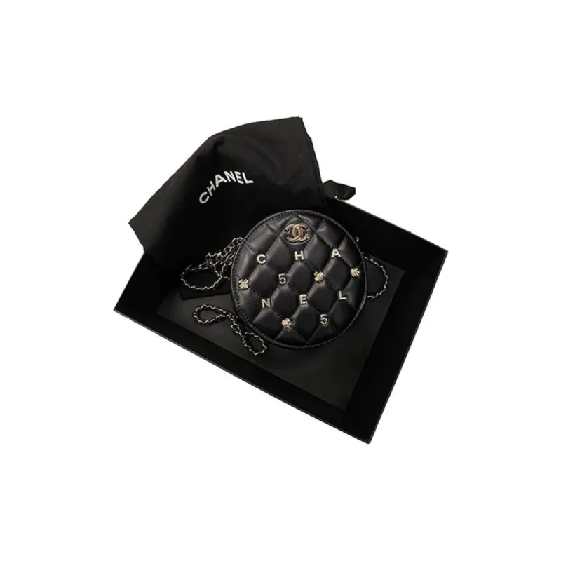 CHANEL Leather Round Bag, Shoulder Bag, Crossbody Bag Women's Black-2
