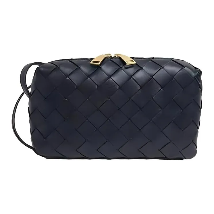 Bottega Veneta Intrecciato Lambskin Crossbody Bag, Shoulder Bag Regular Women's Black-0