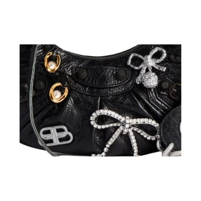 Balenciaga Lambskin Shoulder Bag XS Women's Black-5