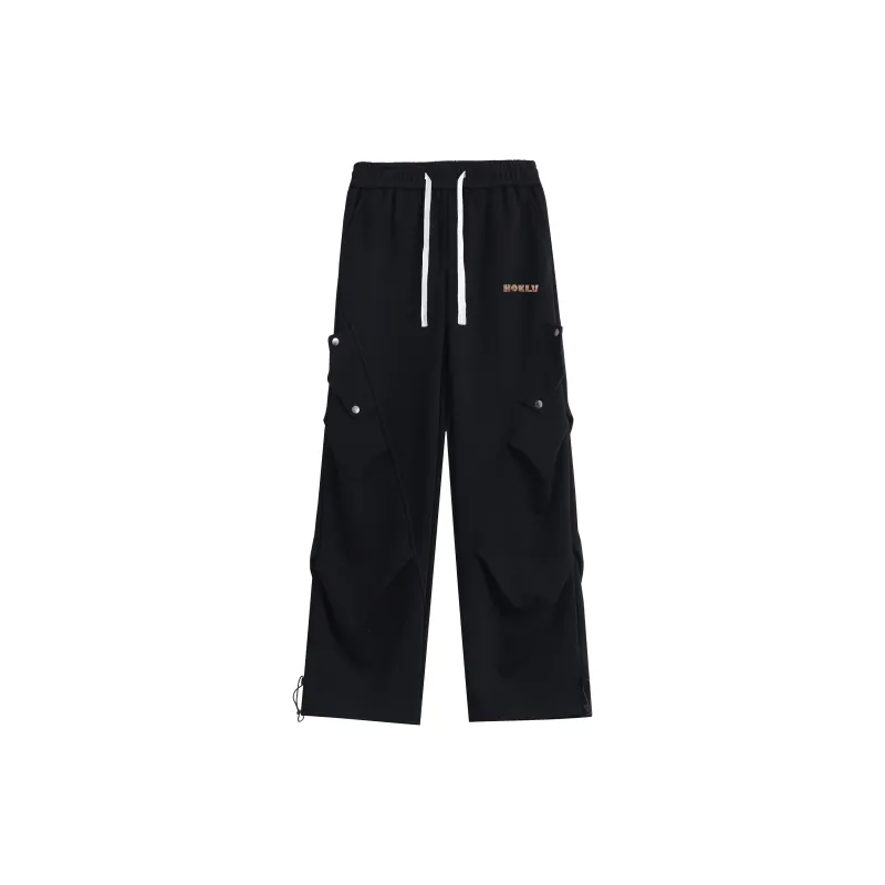 HOKLV Knitted Sports Pants Unisex Burgundy-12