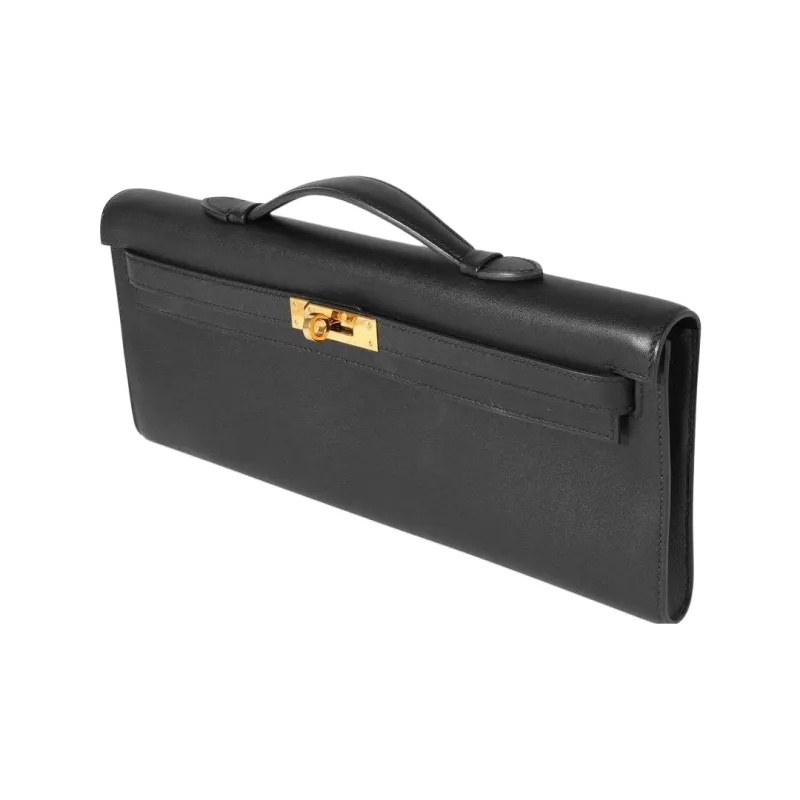 HERMES Swift Calfskin Evening Party Clutch Regular Women's Noir Black-4