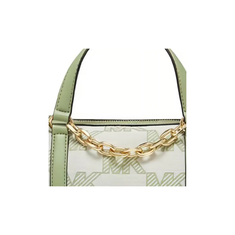 MICHAEL KORS Fabric+Artificial Leather Boston Bag, Shoulder Bag, Crossbody Bag, Handbag Medium Size Women's Green-3