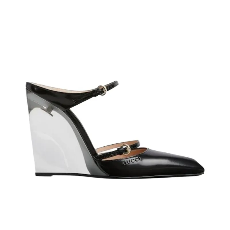 GUCCI Slip Resistant Closed Toe Slippers 10.9cm Women's Black-1