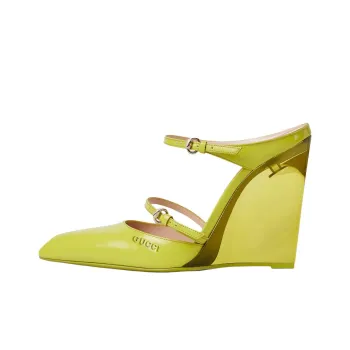 GUCCI Closed Toe Slippers 10.9cm Women's Light Green