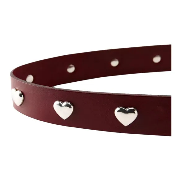ZARA Cow Leather Stud Metal Leather Belts Women's Brown Width: 3cm-2