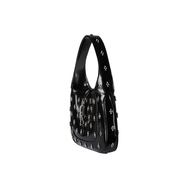 GUCCI Jackie 1961 Leather One Shoulder Handbags Small Size Women's Black-2