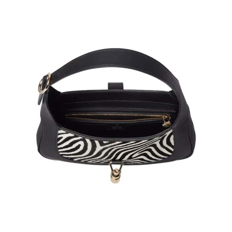 GUCCI Jackie 1961 Calf Hair Handbag, Shoulder Bag Trumpets Women's Black & White-5