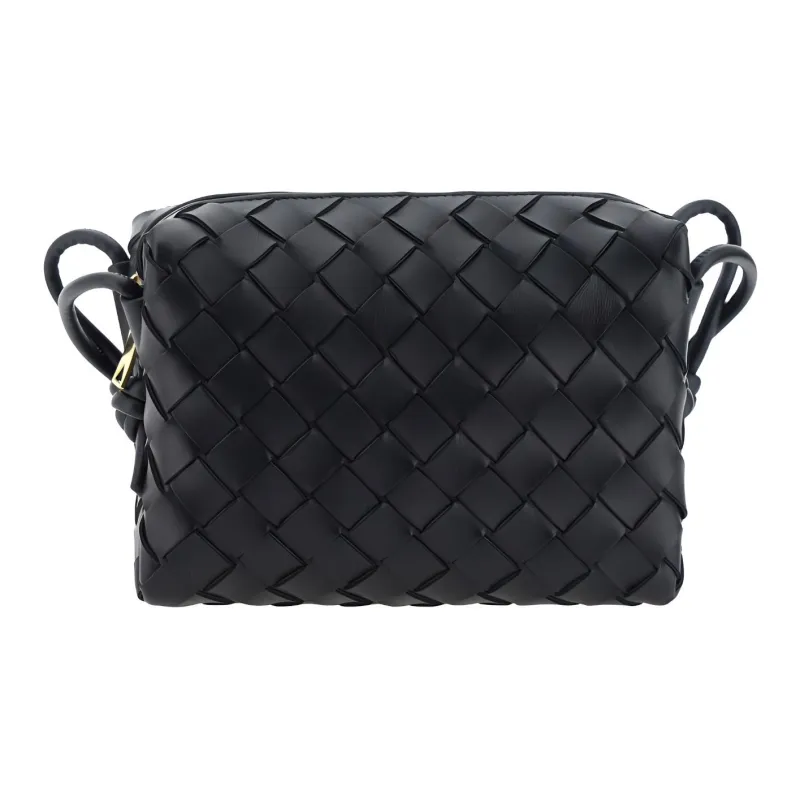 Bottega Veneta Intrecciato Lambskin Crossbody Bag, Shoulder Bag Regular Women's Black-1